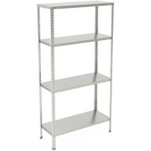 Relaxdays - Rangement en métal, 4 niveaux, jusqu'à 160 kg, acier, stockage pour le garage, HxLxP : 150x75x30 cm, argenté