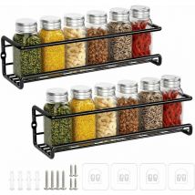 Chendyy - Rangement Epices Cuisine, Étagère Épices En Métal Sans Percage, Range Épices Murale Cuisine, Porte Épices Pour Épices Pots Accessoire