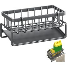 Organiseur d'évier de Cuisine Porte-éponge en Acier Inoxydable Rangement Eponge Cuisine Accessoires de Cuisine avec Plateau de Vidange et