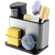 Rangement Evier Cuisine, Distributeur de Liquide Vaisselle avec Porte-Éponge et Porte-Brosse, Porte Éponge Evier Cuisine en Acier Inoxydable,