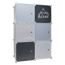 The Home Deco Kids - Rangement Armoire Modulable 6 Cubes Garçon Home Deco Kids