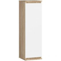 Vitrine armoire AKORD W30 Chêne Sonoma 30 cm 1 porte façade Blanche 3 étagères 30x30x99 cm