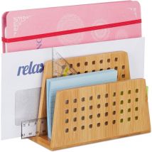 Relaxdays - Rangement papiers bureau, Range-documents, Porte-lettres, 2 Compartiments courrier perforés, Format A5, nature