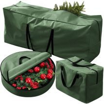Topiky - Rangement pour Décorations de Noël, Boite Rangement Boules de Noël avec Séparateurs, Grand Sac Rangement Sapin, Sac Couronne de Noël