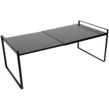 Haloyo - Rangement sous évier Cuisine, Étagère télescopique Flexi, rangement supplémentaires, réglable en longueur, Plastique, 36-602118cm noir