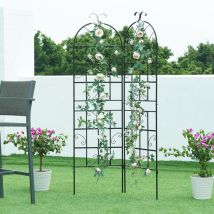 Rankgitterset 2-teilig 180x50 cm – Stahl – Schwarz – Gartendekoration – Kletterhilfe für Pflanzen