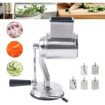 Râpe à Tambour Manuelle, Trancheuse à Légumes En Acier Inoxydable Trancheuse à Légumes Râpe Rotative Moulin à Fromage Avec 5 Lames De Tambour Pour