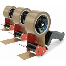 1742 Confezione Business: 3 Dispenser di Nastro da Imballaggio 960 Germ-Savvy Antibatterico e 3 Nastri da Imballaggio Marroni - Rapesco