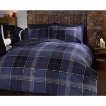 Rapport Argyle - Set copripiumino, in poliestere e cotone, per letto matrimoniale, colore: blu