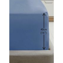 Rapport Luxury Super Soft Percale Plain 16' Deep Fitted Sheet King Blue Fitted Sheet