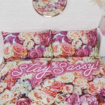 Rapport Stay Sassy Bright Floral Roses Single Duvet Cover Set Bedding Bed Set - Multi