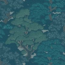 Rasch - Botanical Trees Blue Green Wallpaper Textured Paste The Wall Vinyl