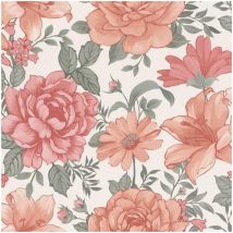 Rasch English Pink Flowers Country Style Non Woven Paste The Wall Wallpaper