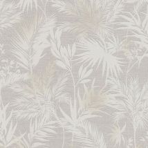 Rasch - Jungle Leaves Grey Wallpaper Botanical Paste The Wall Textured Vinyl