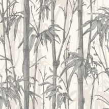 Rasch - Metallic Bamboo Forest Wallpaper Grey Paste The Wall Textured Vinyl
