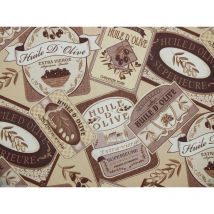 Ugepa - Olive Oil Label Motif Wallpaper Typography Script Brown Beige Textured Vinyl
