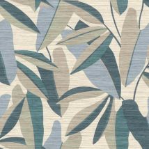 Vliestapete 866346 Tapete Bäume Blätter 53 x 1005 cm Rasch Selection Beige Blau