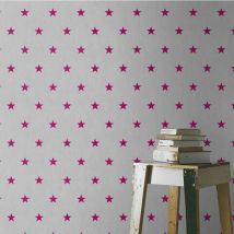 Rasch - Light Grey Pink Stars Kids Children Bedroom Star Wallpaper Girls Toddler