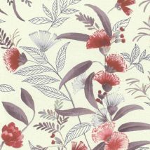 Rasch - Vliestapete 869118 Tapete Botanical Dschungel 53 x 1005 cm Symphony Rot Weiß