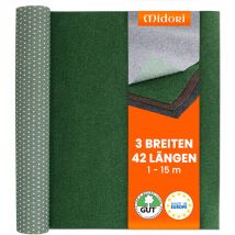 Midori - Rasenteppich 100 x 1400 cm Grün Kunstrasen-Teppich mit Noppen Balkon Terrasse Outdoor wasserdurchlässig