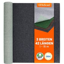 Midori - Rasenteppich 200 x 275 cm Schwarz Kunstrasen-Teppich mit Noppen Balkon Terrasse Outdoor wasserdurchlässig