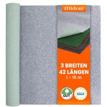 Midori - Rasenteppich 200 x 350 cm Grau Kunstrasen-Teppich mit Noppen Balkon Terrasse Outdoor wasserdurchlässig