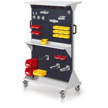 Kappes Rastermobil Mobiler Arbeitsplatzschrank Größe 4 1580x1000x500mm 2x Lochplatte 6x Schlitzplatte 51-teilig Mit Ablageboden Anthrazitgrau