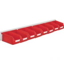 Sichtlagerkastenset H100xB920xT180mm Stahlblech/Polyethylen Ku.rot 8xGr.7 - 4202.52.5213 - Rasterplan