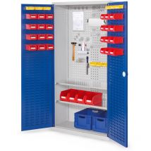 Kappes rasterplan Werkzeugschrank 1950x1000m Modell 5 Tiefe 410mm Schlitzplattentüren Enzianblau