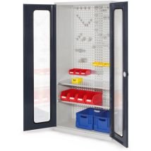 Kappes rasterplan Werkzeugschrank 1950x1000m Modell 5 Tiefe 500mm Sichtfenstertüren Anthrazitgrau