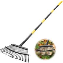 Autboom - Râteau à Feuilles de Jardin, 176 cm, Stable, 25 Dents en Métal, 50 cm de Large, Poignée en Acier Réglable, pour la Collecte de Débris sous