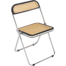 Wahson Office Chairs - Rattan faltbarer Esszimmerstuhl Retro Outdoor Stuhl mit Metallbeinen, armloser Beistellstuhl mit platzsparendem Design für