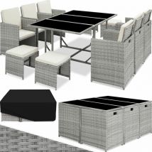 Garden Table and Chairs Malaga - 10 seats with cushions, dining table, protective cover - garden tables and chairs, garden furniture set, outdoor