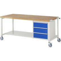 RAU - Fahrbare Werkbank 8157, B2000xT900xH880mm, 3x Schublade-TA