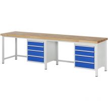 RAU - Werkbank höhenverstellbar 8162A1, B3000xT700xH840-1040mm, 8x Schublade-TA