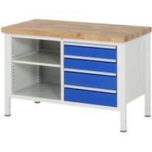 Rau Werkbank höhenverstellbar 8463A2, B1250xT700xH840-1040mm, 4x Schublade-TA