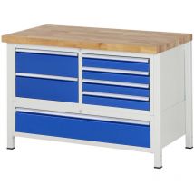 Werkbank Höhenverstellbar 8931a2, B1250xt700xh840-1040mm, 7x Schublade-ta - Rau