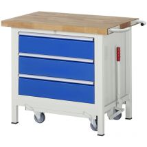 Werkbank mit Fahrgestell 8257, B1000xT700xH880mm, 3x Schublade-TA - RAU
