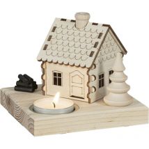 Räucherhaus Deko Holz für 1 Teelicht – 11,5 x 11,5 x 10 cm – Natur – Holzkunst aus dem Erzgebirge