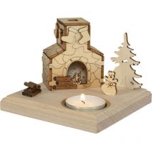 Räucherkamin Deko Holz für 1 Teelicht 11,5 cm Holz Made in Germany
