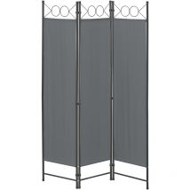 Raumteiler Saragossa 3-teilig 120x171 cm Dunkelgrau en.casa