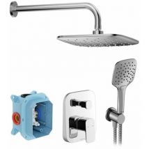10° - Set de douche avec mitigeur encastré, corps d'encastrement, 3 jets, chrome X07S011 - Ravak