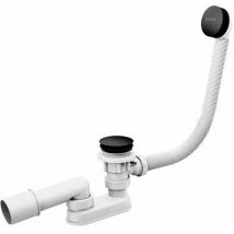 Ravak Ablaufgarnituren - Ab- und Überlaufgarnitur für Badewannen, Länge 570 mm, ClickClack, schwarz matt X01746