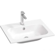 Ravak - Chrome Slim - Waschbecken 60x49 cm, mit Überlauf, mit Hahnloch, weiß XJG01160001