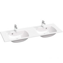 Ravak Classic Slim - Doppelwaschbecken 130x45 cm, mit Überlauf, 2 Hahnlöcher, weiß XJX01113001