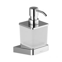 Ravak - Dispensador de jabón de pared de 10°, vidrio esmerilado con soporte de metal, cromado (X07P323)