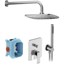 Flat - Set de douche avec mitigeur encastré, corps d'encastrement, 25x25 cm, chrome X07S070 - Ravak
