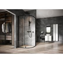 Ravak - Nexty - Cabine de douche quart de rond, 1000x1000 mm, noir/verre clair 3O6AA300Z1