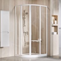 Ravak Supernova - Cabine de douche quart de rond en quatre parties SKCP4-90, 875-895 mm, blanc/verre clair 3117O102Z1