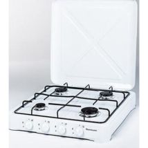 Ravanson K-04t Gaz Avec 4 Brûleurs À Gaz 6,46 Kw 49,5 X 54,0 Cm Couvercle Métallique Et Boîtier En Métal Blanc